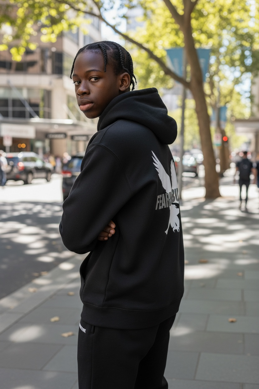 Youth Streetwear Hoodie – Eagle Design | FEARNONEBUTONE